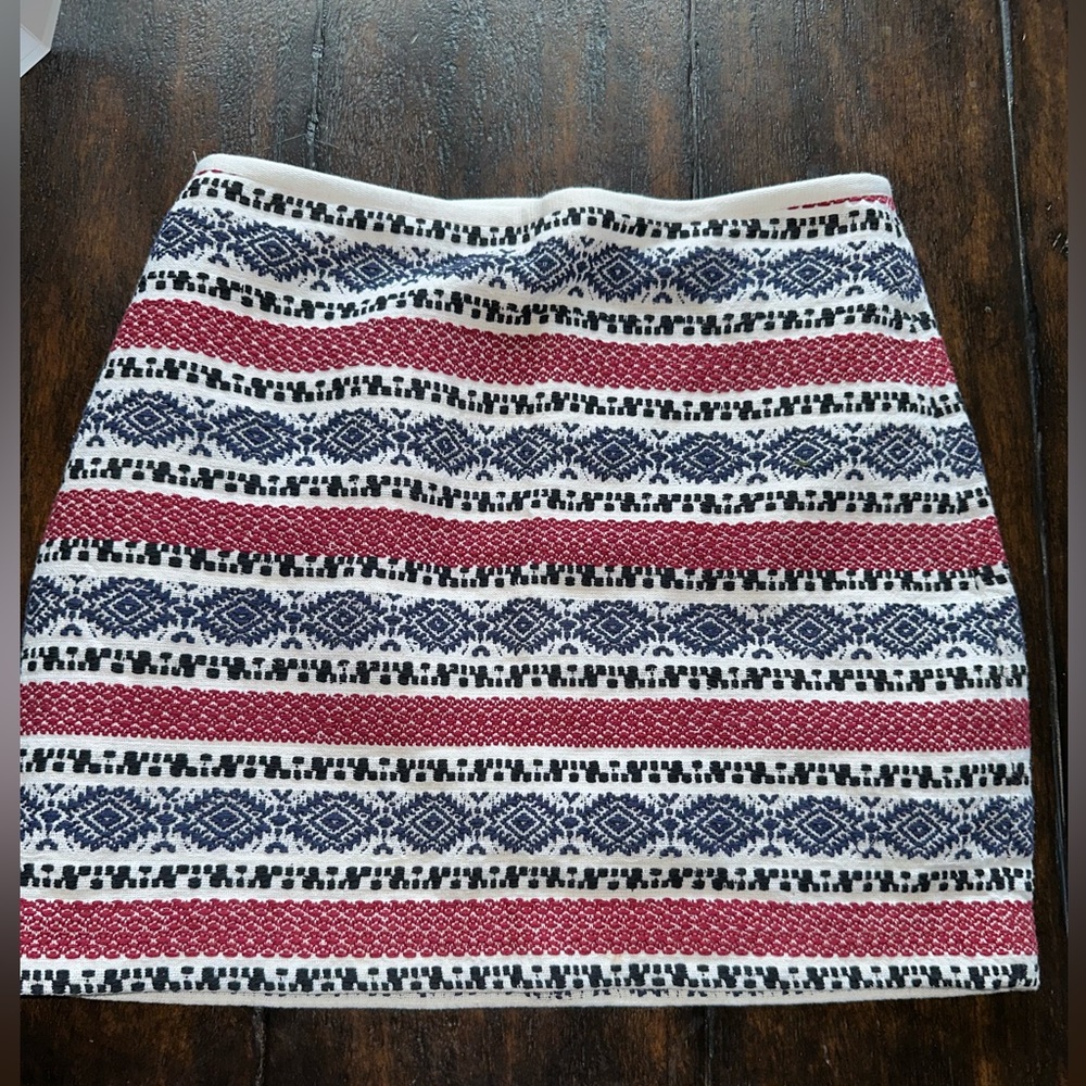 Madewell embroidered mini skirt red white and blue